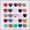 Charms 25Mm No Hole Heart Loose Beads Natural Stones Healing Reiki Rose Quartz Crystal Cab For Diy Making Crafts Decorate Jewelry Dr Dh3N6