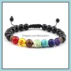 Charm Armband 8mm Natural Stone Armband 7 Chakra Mticolor Beads Lava Stones Wave Women Men Yoga Drop Leverans smycken DH193