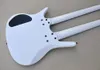 White 5 and 4 strings double neck electric guitar with rosewood fretboard black hardware