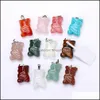 Colares pendentes Colar de coruja esculpida de pedra natural Opal tigres olho rosa quartzo cristal chakra reiki cura para mulheres j￳ias gota dhtm7