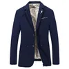 Herrdräkter blazers märke män passar casual blazer jacka bomull manlig blå plus size s 3xl 4xlmen's