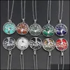 Pendant Necklaces Natural Stone Tree Of Life Necklace Pink Crystal Opal Amthyst Reiki Charms For Women Jewelry Drop Delivery Pendants Dhqib