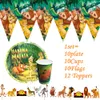 Dostrzegalne sztućce The Lion King Baby Shower Dekoracja Dekoracja Zestawy urodzinowe Banner Straw Bag Cup Talerz Zabracza Zabracza dla dzieci 230216