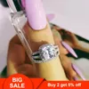 Cluster Rings Sterling Silver Wedding Set 3 In 1 Band Ring For Women Engagement Bridal Fashion Jewelry Finger Moonso R4627