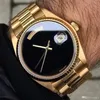 High-end brand men's automatic watch date big black surface mechanical sapphire original 18K gold stainless steel buckle181R