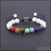 Charm Bracelets White Lava Stone Tree Seven Chakras Healing Beads Woven Bracelet Women Men Energy Buddha Jewelry Drop Delivery Dhp46