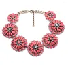 Choker Exaggerated Chunky Crystal Resin Flower Necklace Party Costume Jewelry Women Statement Big Collares