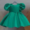 Abiti da ragazza Neonate Principessa Abito vintage Tulle Bow Bambini Vestido Manicotto a sbuffo Tutu di compleanno per feste di matrimonio