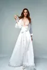 Bridesmaid Dress Sexy Women Night Robe Deep V-neck Long-sleeves Custom Made Satin Race Bridal Sleepwear Party Dressing