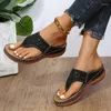 Sandaler Clip Toe Wedge Women 2023 Summer Tick Platform Beach Woman Plus Size 44 Low Heels Gladiator Sandalias de Mujer4584554