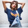 Kvinnors T -skjortor Svart Flame Fun Skull Print Shirt för kvinnor överdimensionerade Loose Summer Tees Fashion Hip Hop Harajuku Style Ladies