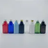 収納ボトルマルチカラー200ml x 25空のプラスチックスクエアボトルアルミニウムスクリューキャップリキッド化粧品コンテナペットトナー