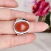 Bagues en grappe pour homme Bague en agate rouge du sud Naturelle véritable en argent sterling 925 Gem Taille 12 16 mm fin