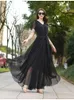 Plus size jurken Boheemian Beach Holidays Stom Sundress Flying Clothing Chiffon Losse elegante vestido gewaden dame lange kleding riem die