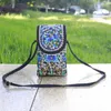 Evening Bags Retro Lady Cell Phone Bag Crossbody Shoulder Wallet Purse Handbag Pouch Ethnic Style Double-Layer Embroidered Flip Canvas