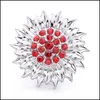 Charms Sier Colore Bottone a pressione Donna Cristallo Girasole Risultati dei gioielli Strass 18Mm Bottoni automatici in metallo Bracciale fai da te Goccia di stoffa D Dhaau