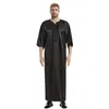 Ethnic Clothing 2023 Muslim Robes Men Jubba Thobe Short Sleeves Solid Color Satin Breathable Islamic Traditional Arabic Kaftan Abaya