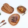 Plates Irregular Wooden Plate For Dessert Fruit Household Dinner Bread Dish Acacia Black Walnut Wood Dishes Sushi Cake Tray