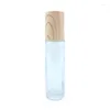 Storage Bottles 10ml Stainless Steel Roller Bottle Frosted Essential Oil Lip Gloss Packaging Eye Gel With Bamboo Cap 20pcs P272