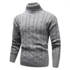 Мужские свитера Стильный мужской свитер мягкий поворот текстура с кожей зимой чистый цвет тонкий пуловер холодный