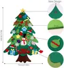 Strings Filt Christmas Tree Diy Wall Hanging Decorations met 32pcs ornamenten LED String Lights (2M) Decoratie voor kinderen