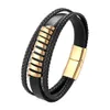 Bracelets porte-bonheur multicouche en cuir véritable 8 mots Bracelet pour hommes en acier inoxydable fermoir magnétique mode bracelets bijoux masculins Pulseira 230215
