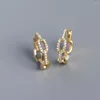 Hoop Earrings S925 Sterling Silver Luxury Chain Diamond Zircon Special Design Earring Buckle Hoops Studs Jewelry Women Wholesale Drop