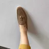 Designer Shoes Outlet Loropiana Factory Soft and Comfortable Feeling of Stepping on Shit Italian Loafers Women's Lp Leather Slacker Shoes Suede Women's Shoes