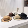 Frauen Luxus Hut Sommer Strand Visier Kappen Outdoor Reise Breite Krempe Top Hüte Metall Brief Sonnenschutz Hut