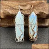 Charms Retro Baum des Lebens Draht umwickelt Heilung Kristall Säule Charme Runde Rosenquarz blau weiße Steine Anhänger DIY Schmuck machen D Dhhxe