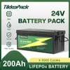 Tikkopack 24 V 200AH LifePo4 Pack Buil-in BMS 8S 200A 25,6 V 5KWH Litu Fosforan Iron Iron Cell do układu słonecznego wózka golfowego