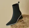 Boots High-heeled Ankle Women 2023 Autumn Winter Retro Knitted Elastic Stockings Thick Heel Pointed Thin