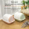 Autres fournitures pour chats Grand bac à litière entièrement fermé avec porte Toilettes pour animaux de compagnie Nettoyage déodorant anti-éclaboussures 230216