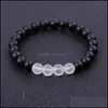 Charm Bracelets Lover Matted Black White Glass Beads Bracelet Men Buddha Handmade Summer Women Jewelry Gift Drop Delivery Dhfjw