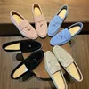 Designer Loropiana Charms Chaussures Slip sur Lp Lefu Chaussures Femmes Cuir Plat Mocassins Unique Britannique Grand Petit Penny Femmes