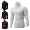 Blusas masculinas de suéter de malha esbelta de malha elástica de gola alta e elástica Twist Men Pullover