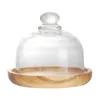 Bakningsverktyg Cupcake Holder Lid Cake Dome Tray Plate Glass Container Mini Dessert Trä individen