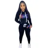 Nieuwe dames pullover capuches tracksuits sweatsuits deisgner twee stukken broek set brief bedrukt pluche trekstring trui suit