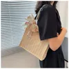 Bolsos de noche, bolso de paja informal con lazo, bolso de hombro a la moda para mujer, bolso de mano de compras tejido con correa de cuerda gruesa, bolso pequeño