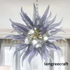 New Round Shape Crystal Pendant Lamps Dia28 inches Hand Blown Chandelier Light Borosilicate Murano Style Glass Chandeliers for Hotel Mall Decor LR1472-1
