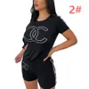 2024 Designer Jogger Suits Brand Tracksuits Summer Women Outfits Two Piece Sets Short Sleeve T-Shirt och Shorts Casual Outwork Sportwear Black Sweatsuits 5255-5