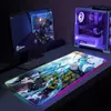 Mouse Pads Wrist Rests LED RGB Anime Demon Slayer Gaming Mouse Pad M Mousepad Mause Pad Rubber No-slip Mouse Mat with Backlit XXL 40X90 Tapis De Souris T230215