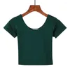 Camiseta feminina camiseta feminina de camiseta redonda pescoço de manga curta de manga curta de fundo sólido algodão alta cintura alta multicolor