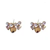 Boucles d'oreilles à tige Design Simple sens du métal amour perle de luxe délicat Double face pêche coeur Zircon bijoux femmes