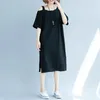 Casual Dresses Fashion 2023 Runway Design Knit Loose Slimming Summer Dress Elegant Single Shoulder Pure Sweet Street Work T-shirt Women