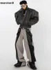 Mäns päls faux Mauroicardi Spring Autumn Retro Overized Cool Black Pu Leather Jacket Men dragkedja axelkuddar lyxdesigner ytterkläder 2023 230216