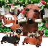 Tuindecoraties Dachshund Dog eten botten dwergdecoratie tuinieren standbeeld outdoor figuras decorativas decor