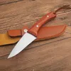 G2378 Sopravvivenza coltello dritto 8CR13Mov Modello laser BADE Full Tang Woodhandle Calza da caccia per escursioni da esterno con guaina in pelle