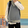 Herrtröjor Trendiga rand Preppy Style Anti-skrock Streetwear Winter Sweater slitsträckt Autumn Vest för skolan