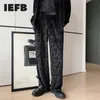 Mens Pants IEFB mens vintage black velvet embossed casual pants personality trend suit pants with pockets loose wide leg trousers 9Y4680 230216